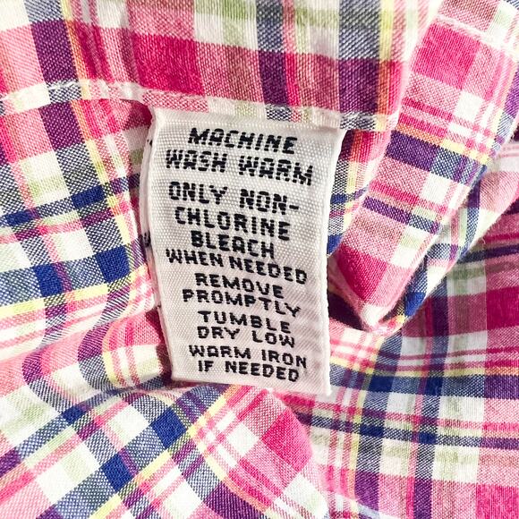 VTG Ralph Lauren Plaid Button Down Shirt Mens XL Pink Gingham Cotton Preppy 90s - Picture 5 of 6